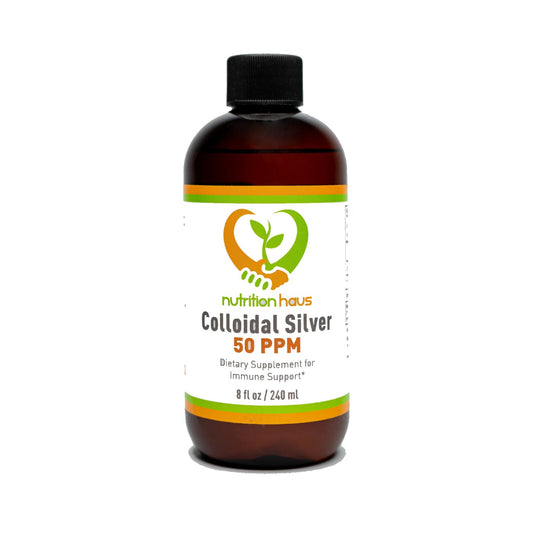 Colloidal Silver 50 PPM amber glass bottle, 8 fl oz — Nutrition Haus